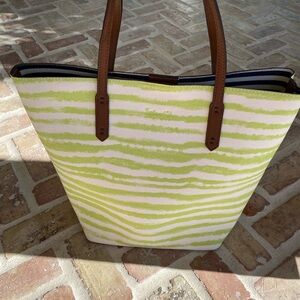 Splendid Green and White Striped Tote